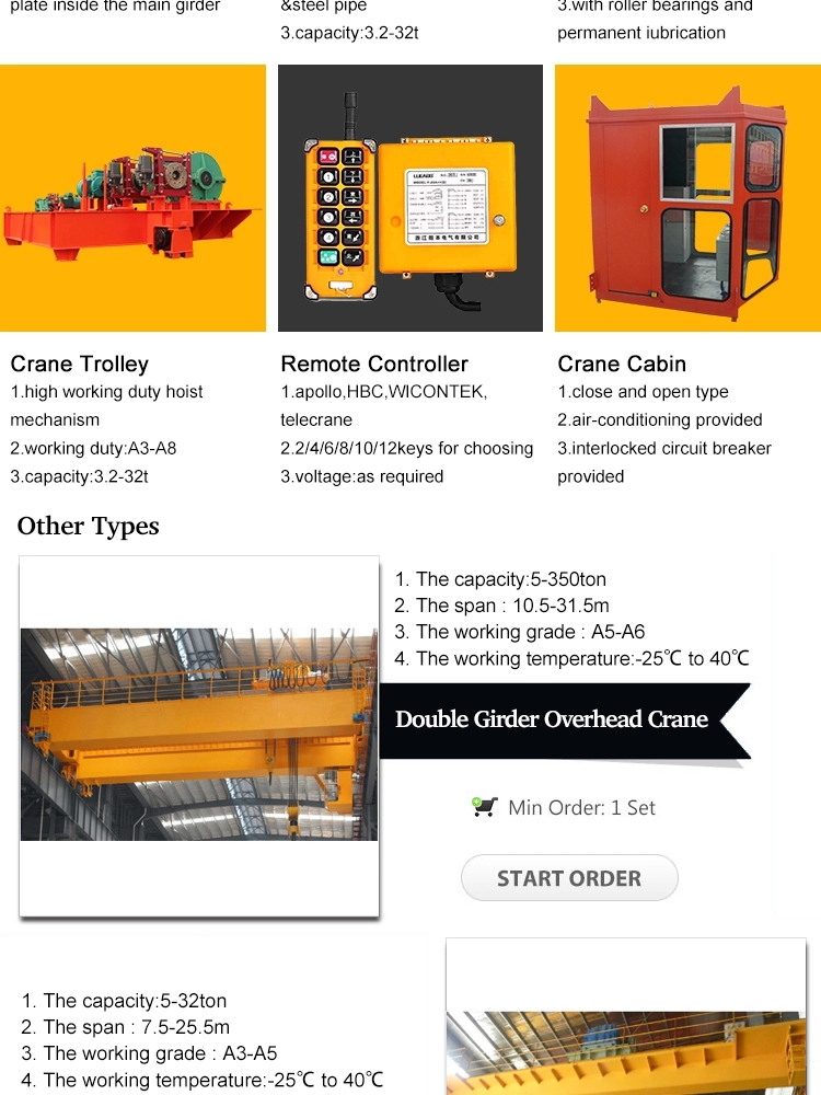 electric hoist trolley crane double girder overhead crane warehouse